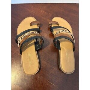 Women's Spring Toe-Ring Sandals Kenneth Cole Reaction sz 6.5 brown leopard strap